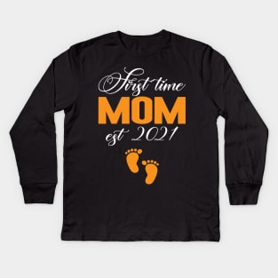 first time mom est 2021 Kids Long Sleeve T-Shirt